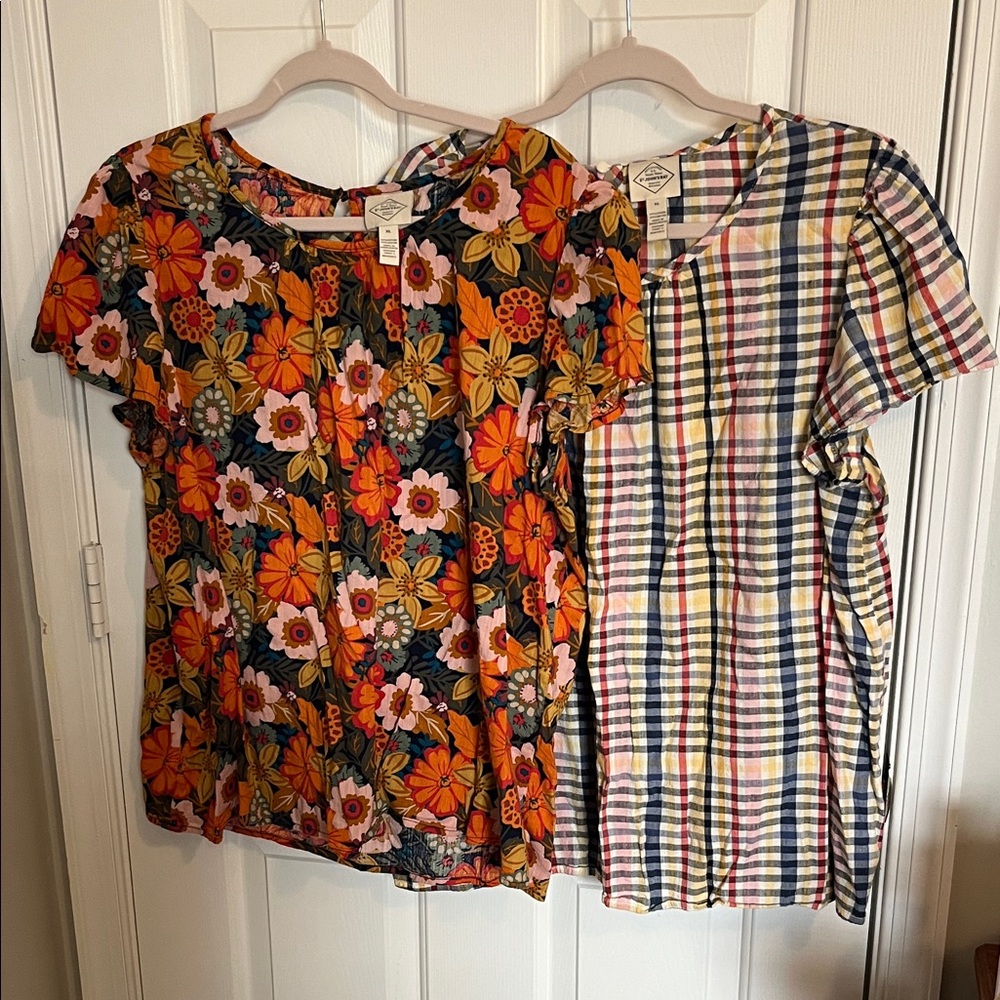 St. John's Bay Floral and Plaid Blouses - Multicolor XL EUC